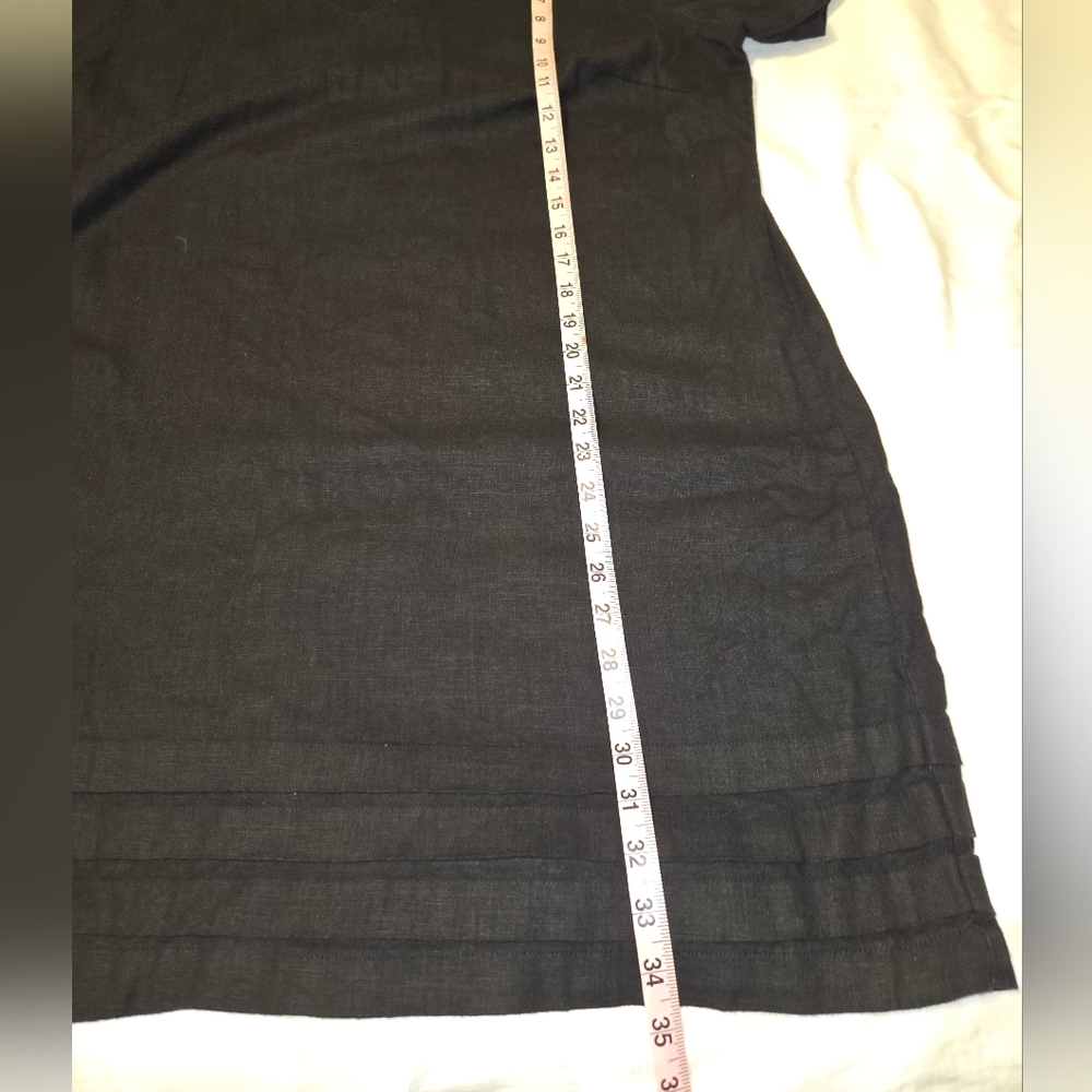Original By Nicole Miller Linen Blend Short Dress In Black Vertical Pleating XXL - Picture 6 of 8